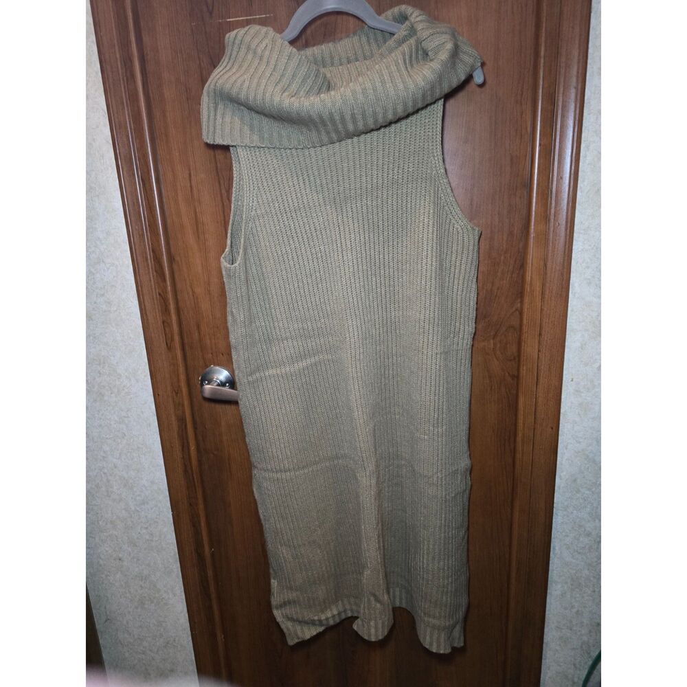 BB Dakota Women's 1X Light Brown Solid Pullover Sleeveless Cowl Neck Dress